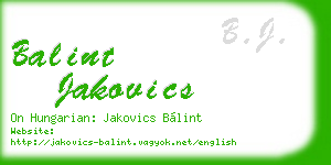 balint jakovics business card