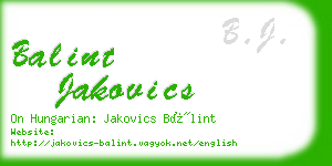 balint jakovics business card